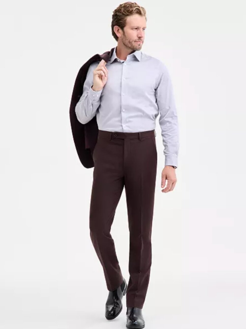 Calvin Klein Men's Slim Fit Solid Dress Pants Brown Work Slacks 30W x 30L